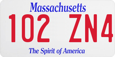MA license plate 102ZN4