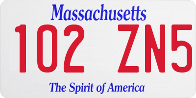 MA license plate 102ZN5