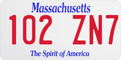 MA license plate 102ZN7