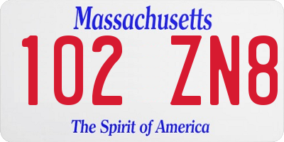 MA license plate 102ZN8