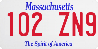 MA license plate 102ZN9