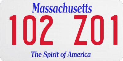 MA license plate 102ZO1