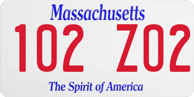 MA license plate 102ZO2