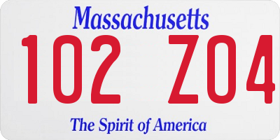 MA license plate 102ZO4