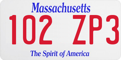 MA license plate 102ZP3