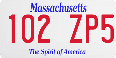 MA license plate 102ZP5