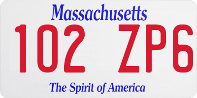 MA license plate 102ZP6