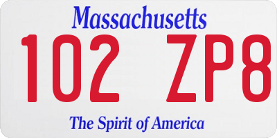 MA license plate 102ZP8