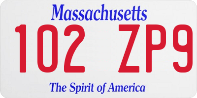 MA license plate 102ZP9
