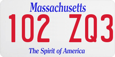 MA license plate 102ZQ3