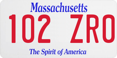 MA license plate 102ZR0