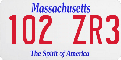 MA license plate 102ZR3