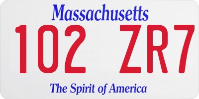 MA license plate 102ZR7