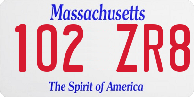 MA license plate 102ZR8