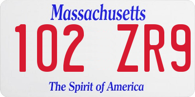 MA license plate 102ZR9