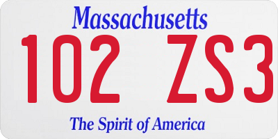 MA license plate 102ZS3