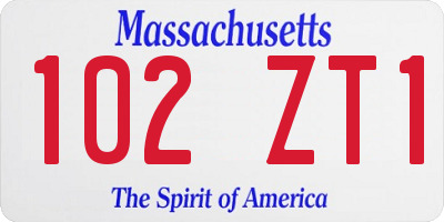 MA license plate 102ZT1