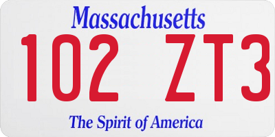 MA license plate 102ZT3