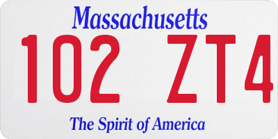 MA license plate 102ZT4