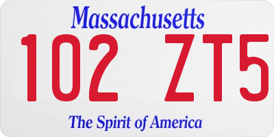 MA license plate 102ZT5