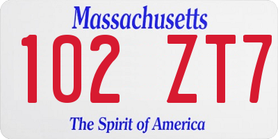 MA license plate 102ZT7