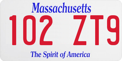 MA license plate 102ZT9