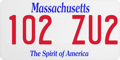 MA license plate 102ZU2