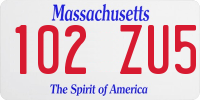 MA license plate 102ZU5