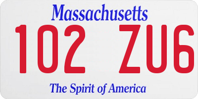 MA license plate 102ZU6