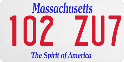 MA license plate 102ZU7