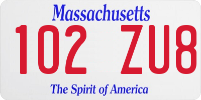 MA license plate 102ZU8