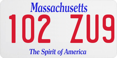 MA license plate 102ZU9