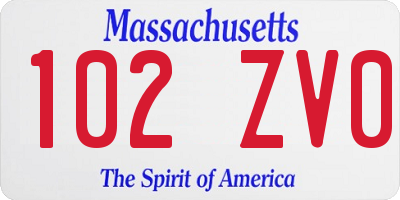 MA license plate 102ZV0