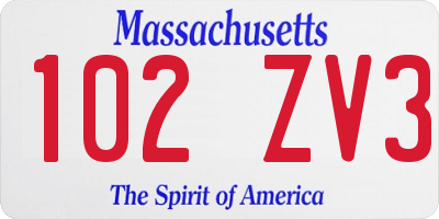 MA license plate 102ZV3