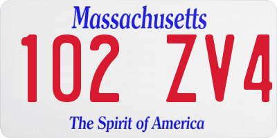 MA license plate 102ZV4