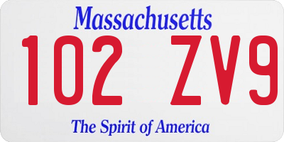 MA license plate 102ZV9
