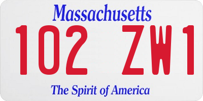 MA license plate 102ZW1