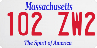 MA license plate 102ZW2