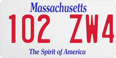 MA license plate 102ZW4