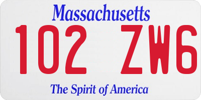 MA license plate 102ZW6