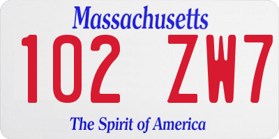 MA license plate 102ZW7