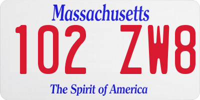 MA license plate 102ZW8
