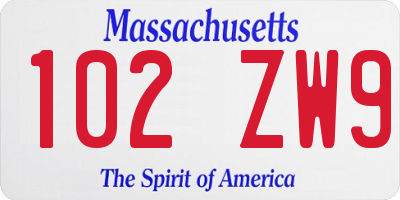 MA license plate 102ZW9