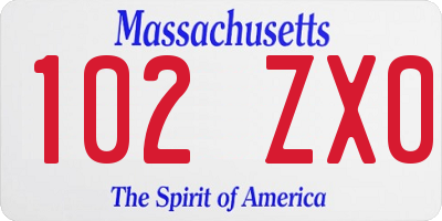 MA license plate 102ZX0