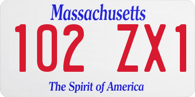 MA license plate 102ZX1