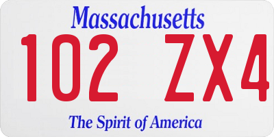 MA license plate 102ZX4