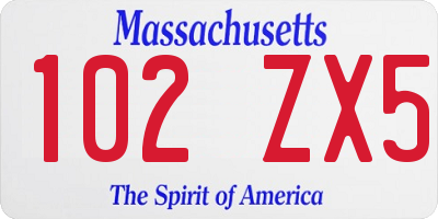 MA license plate 102ZX5