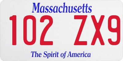 MA license plate 102ZX9