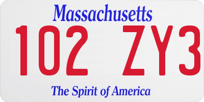 MA license plate 102ZY3