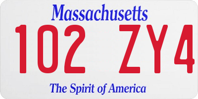 MA license plate 102ZY4